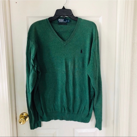 Polo Ralph Lauren Other - Ralph Lauren green pima cotton v neck men’s sweater size XL